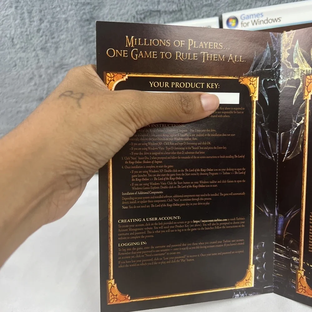 Lord of the Rings Online: Shadows of Angmar (PC, 2007) Disc 2 Only Extra Manuals